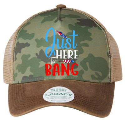 Funny Just Here To Bang Funny 4th Of July USA Merica America Legacy Tie Dye Trucker Hat