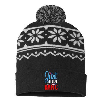 Funny Just Here To Bang Funny 4th Of July USA Merica America USA-Made Snowflake Beanie