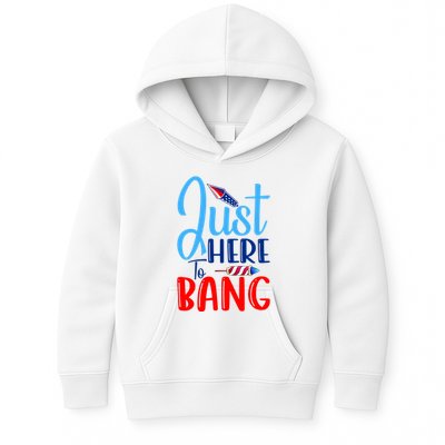 Funny Just Here To Bang Funny 4th Of July USA Merica America Kids Hoodie