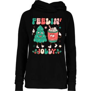 Feelin Jolly Holiday Graphic Womens Funnel Neck Pullover Hood