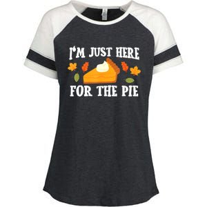 Funny Just Here ForThe Pumpkin Pie Thanksgiving Enza Ladies Jersey Colorblock Tee