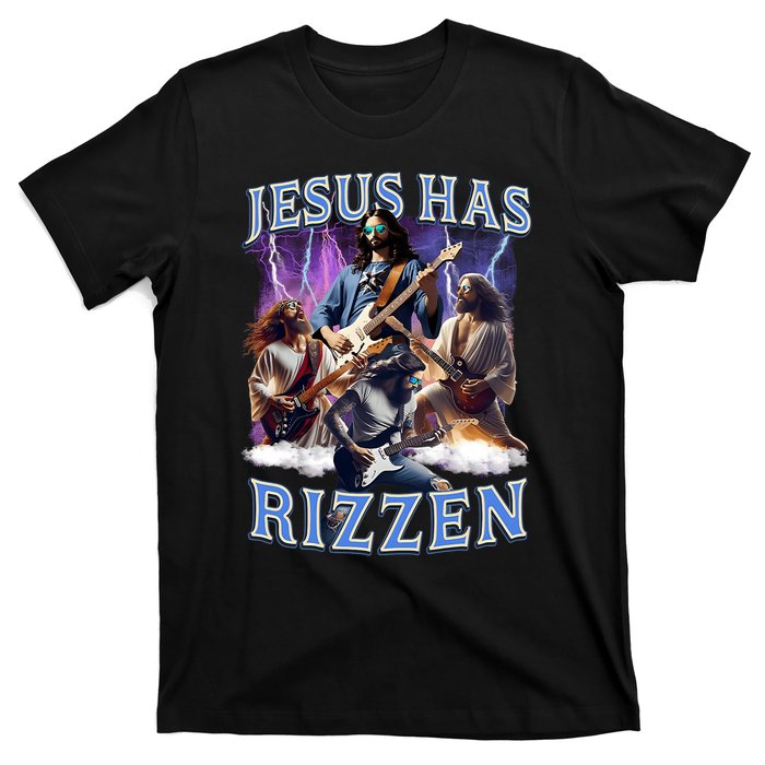 Funny Jesus Has Rizzen Rock Star T-Shirt