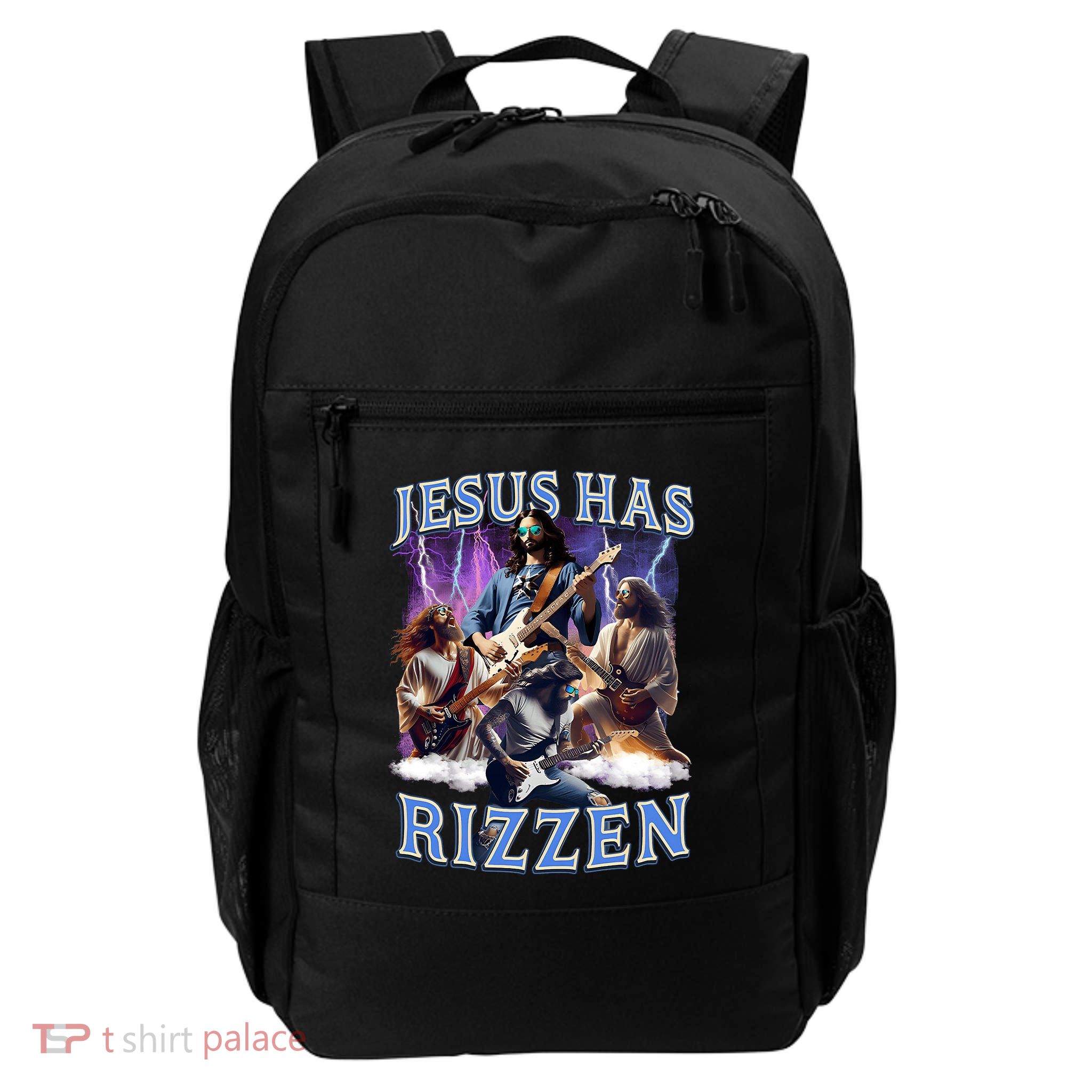 Funny Jesus Has Rizzen Rock Star Backpack
