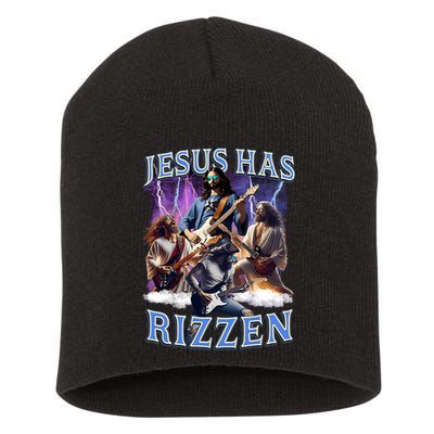 Funny Jesus Has Rizzen Rock Star Short Acrylic Beanie