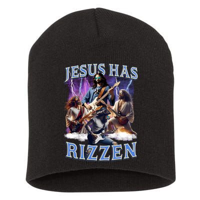 Funny Jesus Has Rizzen Rock Star Short Acrylic Beanie