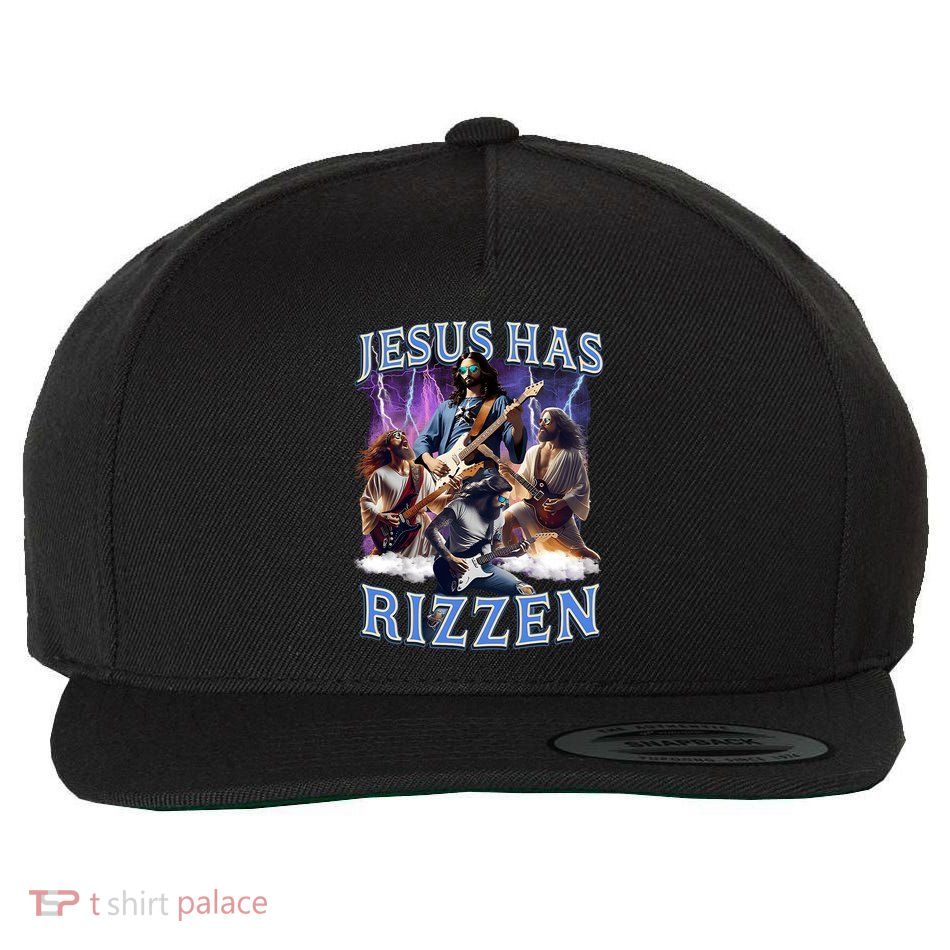 Funny Jesus Has Rizzen Rock Star Wool Snapback Cap