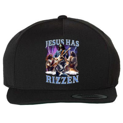 Funny Jesus Has Rizzen Rock Star Wool Snapback Cap