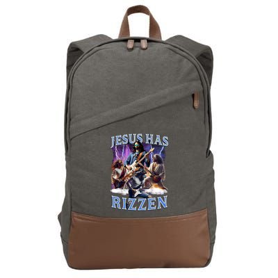 Funny Jesus Has Rizzen Rock Star Cotton Canvas Backpack