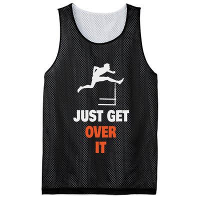 Funny Jumping Hurdles Just Get Over It Mesh Reversible Basketball Jersey Tank