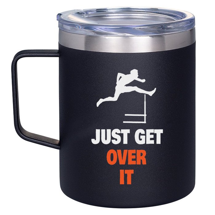 Funny Jumping Hurdles Just Get Over It 12oz Stainless Steel Coffee Mug