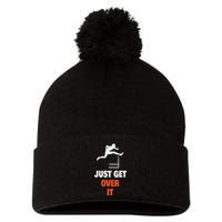 Funny Jumping Hurdles Just Get Over It Pom Pom 12in Knit Beanie