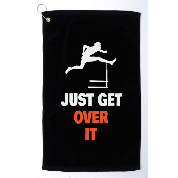 Funny Jumping Hurdles Just Get Over It Golf Towel