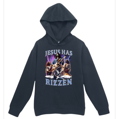 Funny Jesus Has Rizzen Rock Star Urban Pullover Hoodie