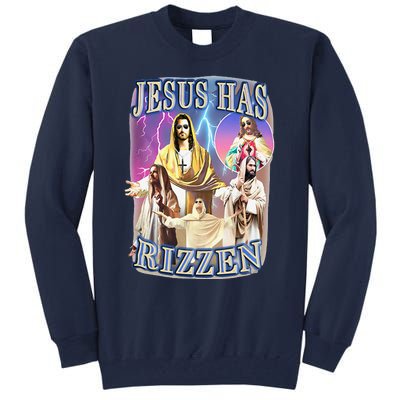 Funny Jesus Has Rizzen Tall Sweatshirt