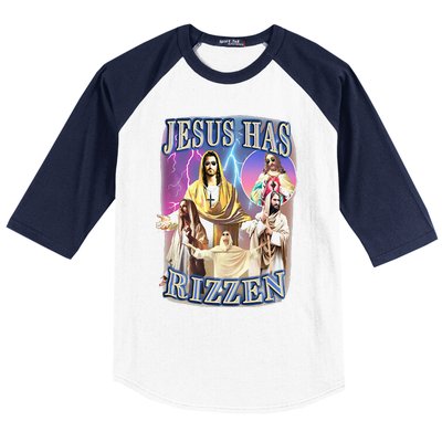 Funny Jesus Has Rizzen Baseball Sleeve Shirt