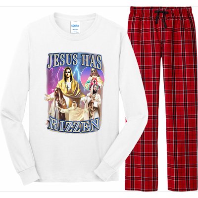 Funny Jesus Has Rizzen Long Sleeve Pajama Set