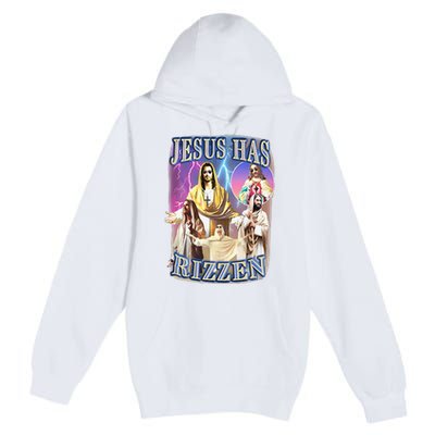 Funny Jesus Has Rizzen Premium Pullover Hoodie