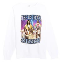 Funny Jesus Has Rizzen Premium Crewneck Sweatshirt