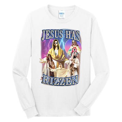 Funny Jesus Has Rizzen Tall Long Sleeve T-Shirt