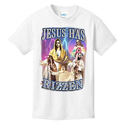 Funny Jesus Has Rizzen Kids T-Shirt