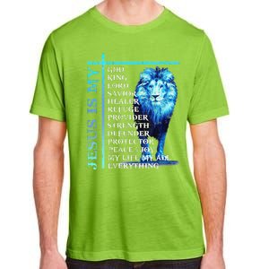 Funny Jesus Is My God King My Lord My Savior Blue Lion Christian Adult ChromaSoft Performance T-Shirt