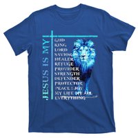 Funny Jesus Is My God King My Lord My Savior Blue Lion Christian T-Shirt