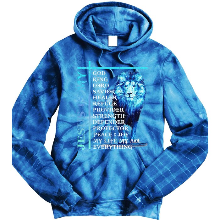 Funny Jesus Is My God King My Lord My Savior Blue Lion Christian Tie Dye Hoodie