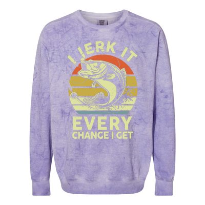 Fishingshirt Jerk It Every Chance I Get Bass Fish Funny Dad Colorblast Crewneck Sweatshirt