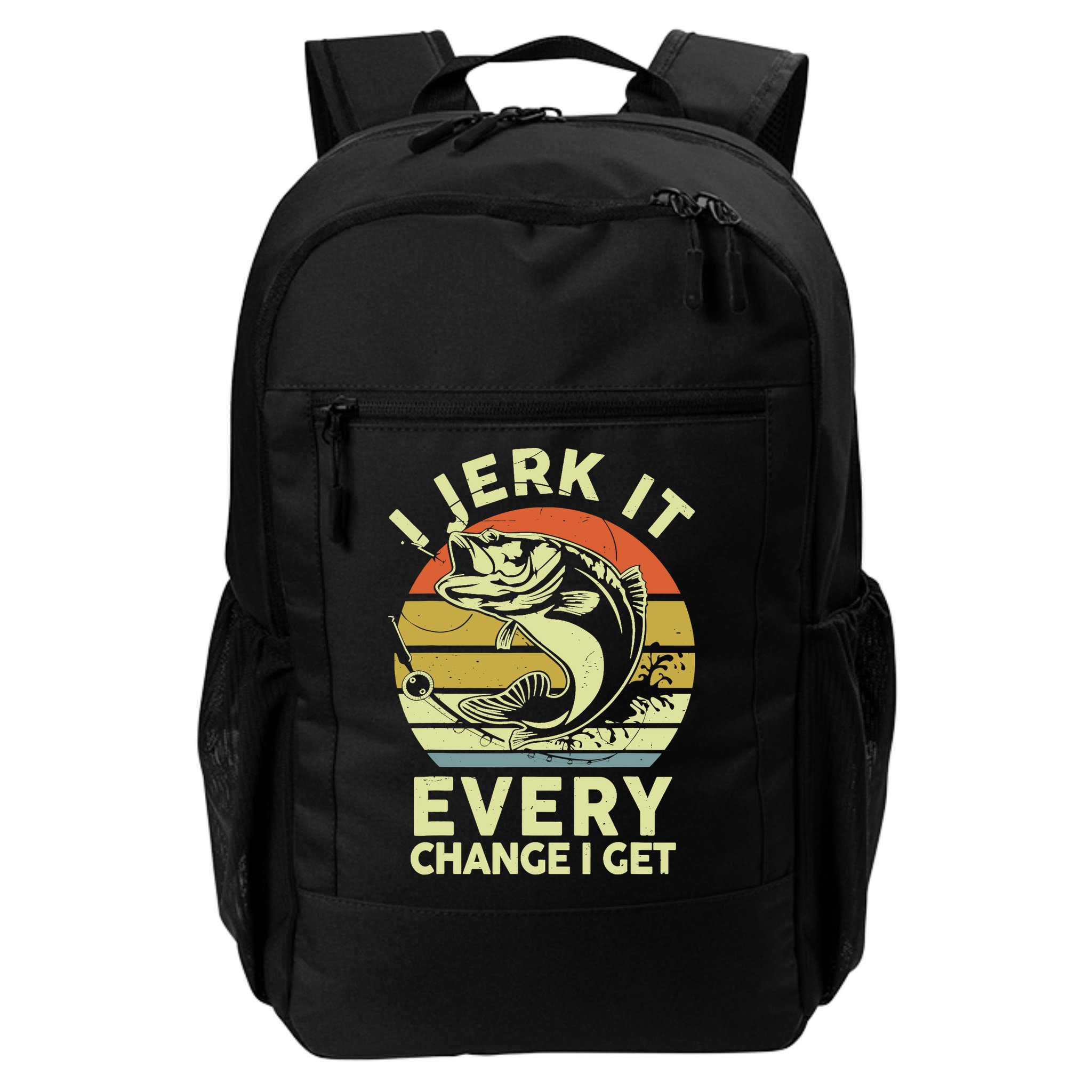 Fishingshirt Jerk It Every Chance I Get Bass Fish Funny Dad Backpack