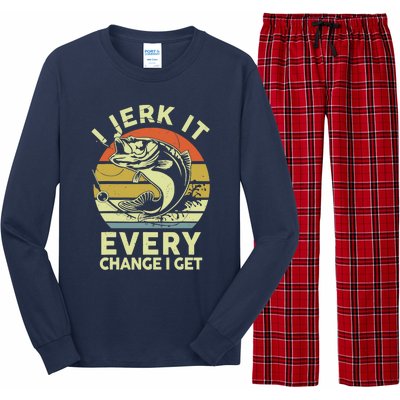 Fishingshirt Jerk It Every Chance I Get Bass Fish Funny Dad Long Sleeve Pajama Set