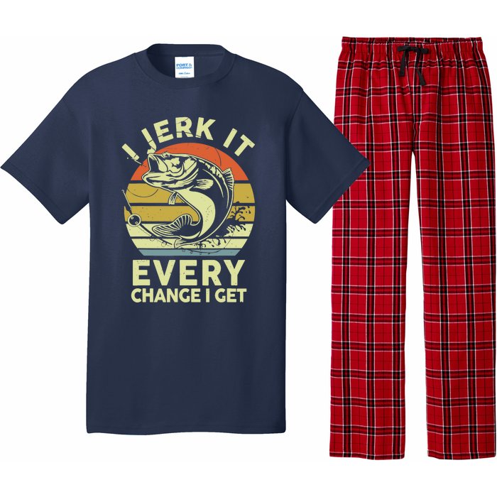 Fishingshirt Jerk It Every Chance I Get Bass Fish Funny Dad Pajama Set