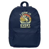 Fishingshirt Jerk It Every Chance I Get Bass Fish Funny Dad 16 in Basic Backpack