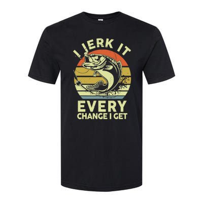 Fishingshirt Jerk It Every Chance I Get Bass Fish Funny Dad Softstyle CVC T-Shirt