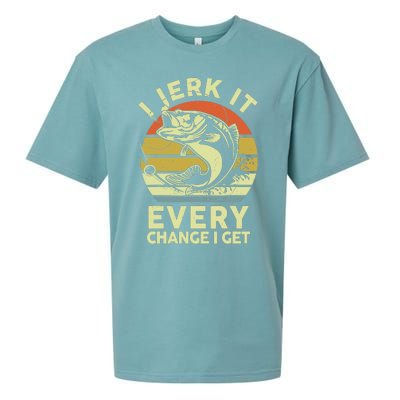 Fishingshirt Jerk It Every Chance I Get Bass Fish Funny Dad Sueded Cloud Jersey T-Shirt