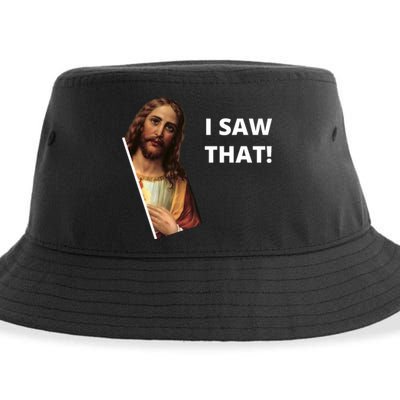 Funny Jesus I Saw That Meme Design Sustainable Bucket Hat