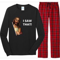 Funny Jesus I Saw That Meme Design Long Sleeve Pajama Set