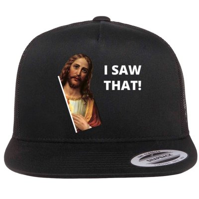 Funny Jesus I Saw That Meme Design Flatbill Hat