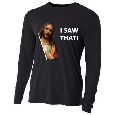 Funny Jesus I Saw That Meme Design Cooling Performance Long Sleeve Crew