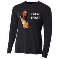 Funny Jesus I Saw That Meme Design Cooling Performance Long Sleeve Crew