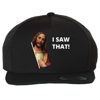 Funny Jesus I Saw That Meme Design Wool Snapback Cap
