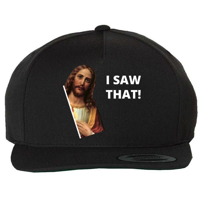 Funny Jesus I Saw That Meme Design Wool Snapback Cap