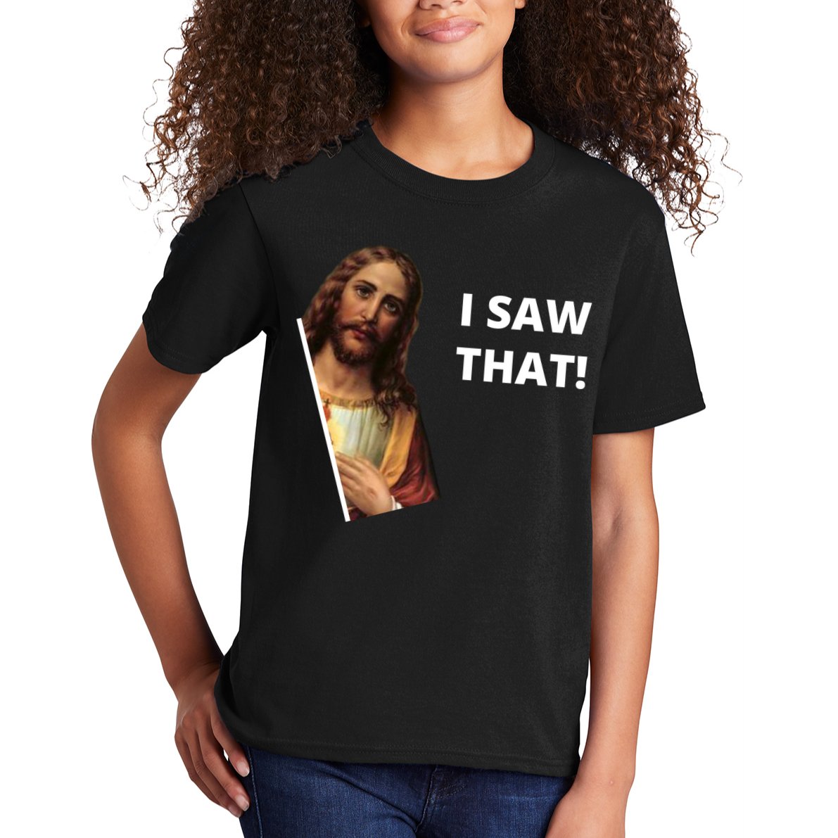 Funny Jesus I Saw That Meme Design Kids T-Shirt