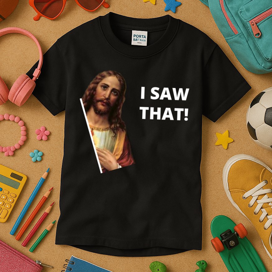 Funny Jesus I Saw That Meme Design Kids T-Shirt