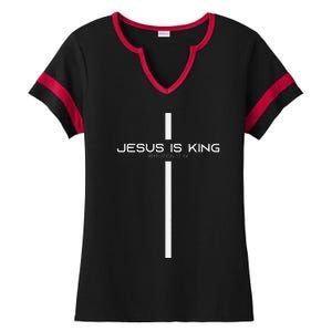 Funny Jesus Is King Jesus Costume Adult Christian Ladies Halftime Notch Neck Tee