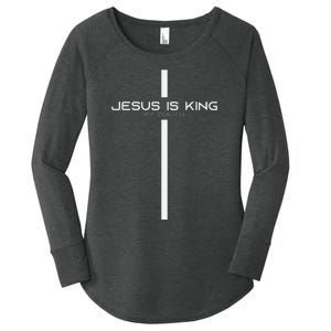 Funny Jesus Is King Jesus Costume Adult Christian Women's Perfect Tri Tunic Long Sleeve Shirt