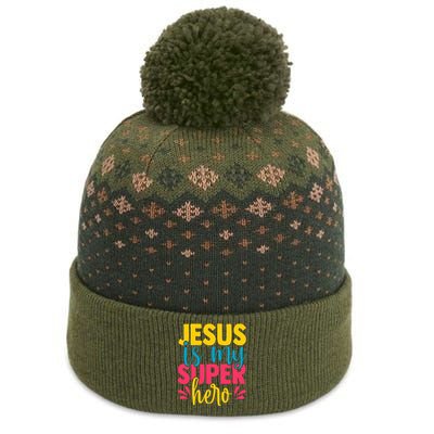 Funny Jesus is my superhero christian Cute Powerful Love God The Baniff Cuffed Pom Beanie