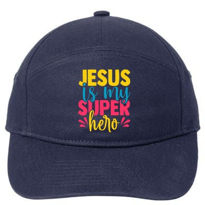 Funny Jesus is my superhero christian Cute Powerful Love God 7-Panel Snapback Hat