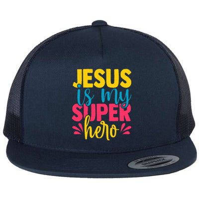 Funny Jesus is my superhero christian Cute Powerful Love God Flat Bill Trucker Hat