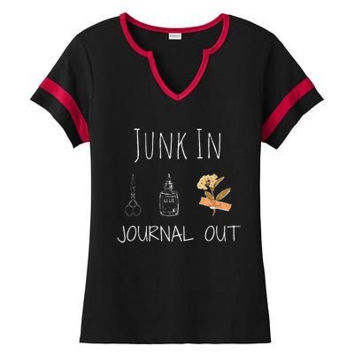 Funny Junk In Journal Out Vintage Craft Design Ladies Halftime Notch Neck Tee