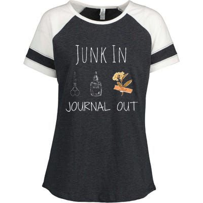 Funny Junk In Journal Out Vintage Craft Design Enza Ladies Jersey Colorblock Tee